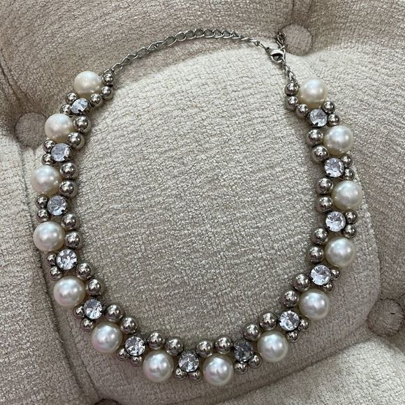 Neiman Marcus Jewelry - Neiman Marcus Faux Pearl and Diamond Choker